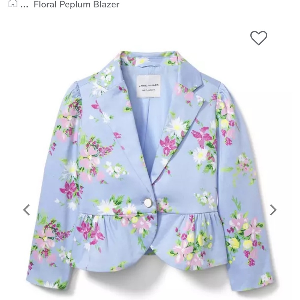 NWT Size 3 Janie and Jack little girls floral peplum blazer and pant suit